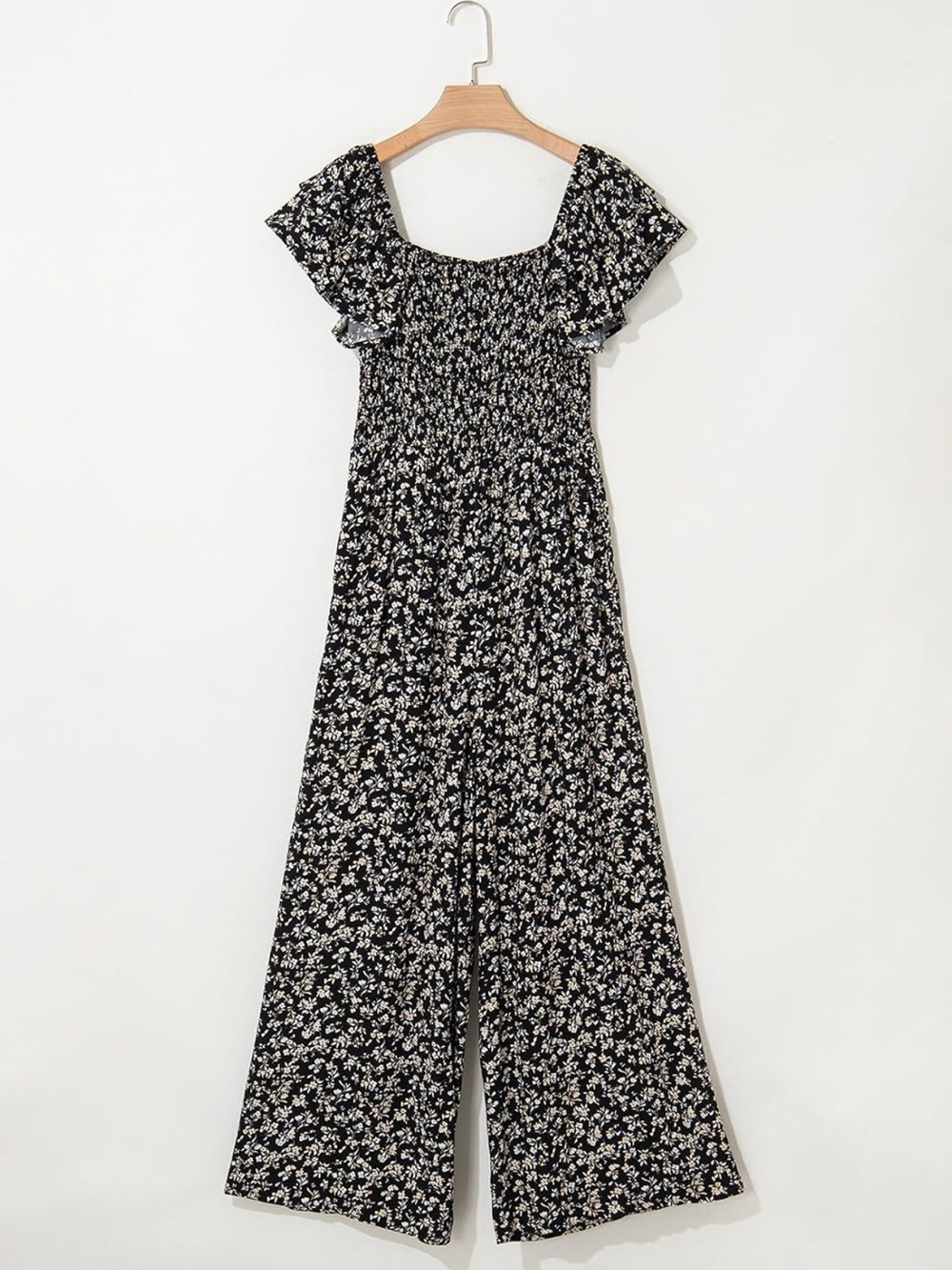 Smocked Black Floral Off-Shoulder Jumpsuit